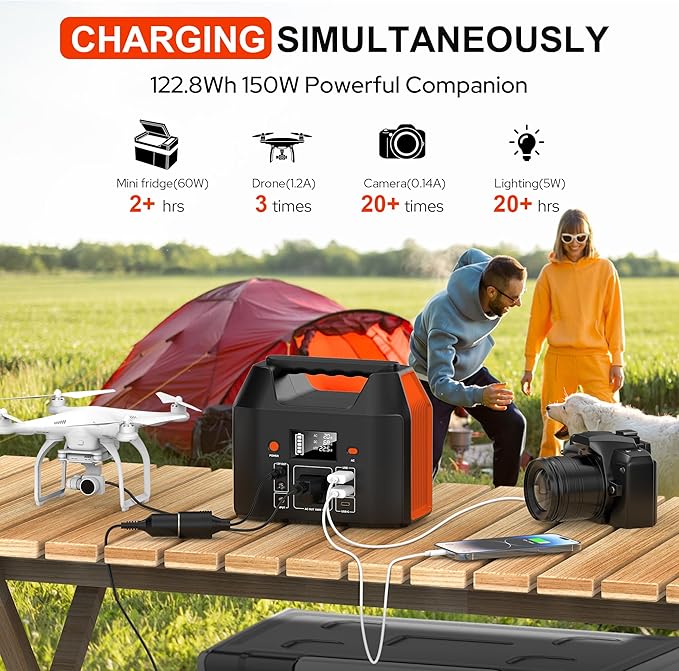 SinKeu 150W Power Bank Station, 122.8Wh/38400mAh LiFePO4 Battery, Solar - Image 2