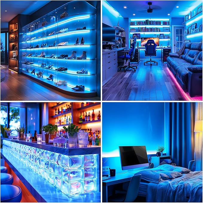 LED Strip Lights ICE Blue COB 320 LEDs High Brightness Indoor Use Flexible Thin - Image 2