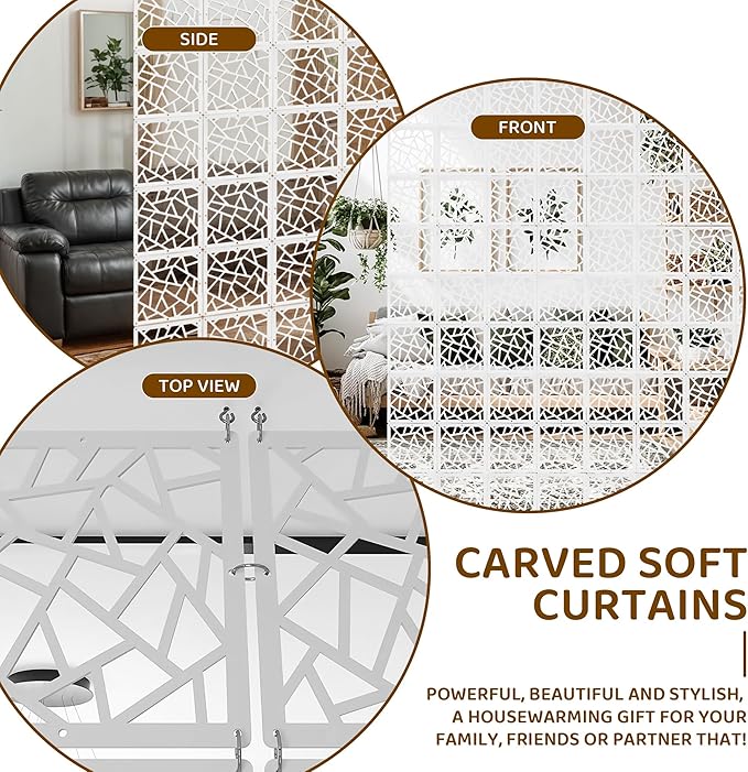 24 Pcs PVC Hanging Room Divider, Flower Carving Pattern Panels, Decorative Wall - Image 6