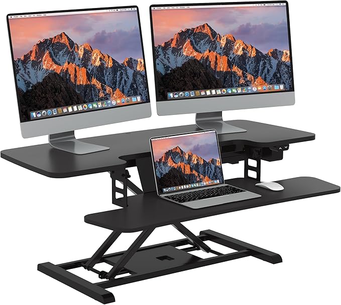 SANODESK 40" Electric Standing Desk Converter， Height Adjustable Riser by sanodesk