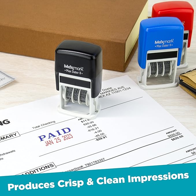 MaxMark Self-Inking Rubber Date Office Stamp - Image 3