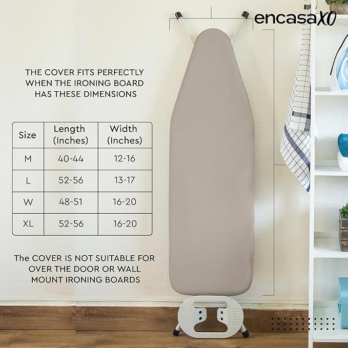 Encasa XO Ironing Board Cover and Pad 54"x15" - 4mm Felt Large Iron Board Cover - Image 6