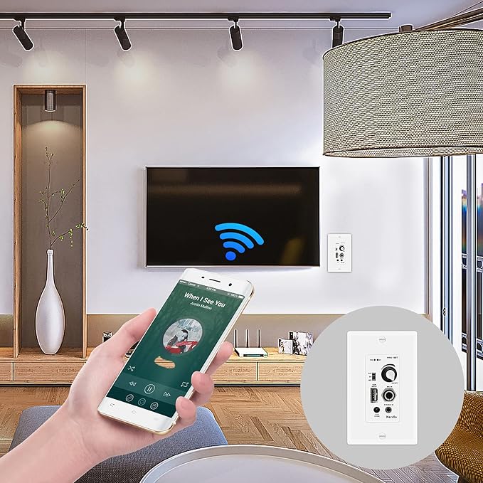 Herdio in Wall Audio Control Amplifier Receiver 2 Channel Wall Plate - Image 7