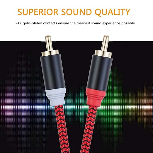 RCA Cable 12Ft, 2Rca Male to 2-Rca Male Audio Stereo Subwoofer Cable - Image 5