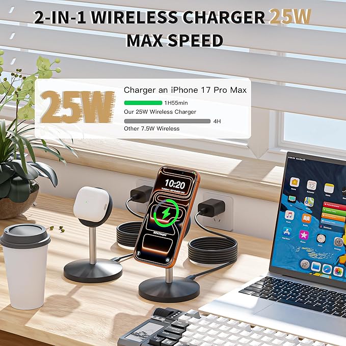 Magnetic Wireless Charging Station, 25W Fast Charger 6FT Mag safe Wireless - Image 2