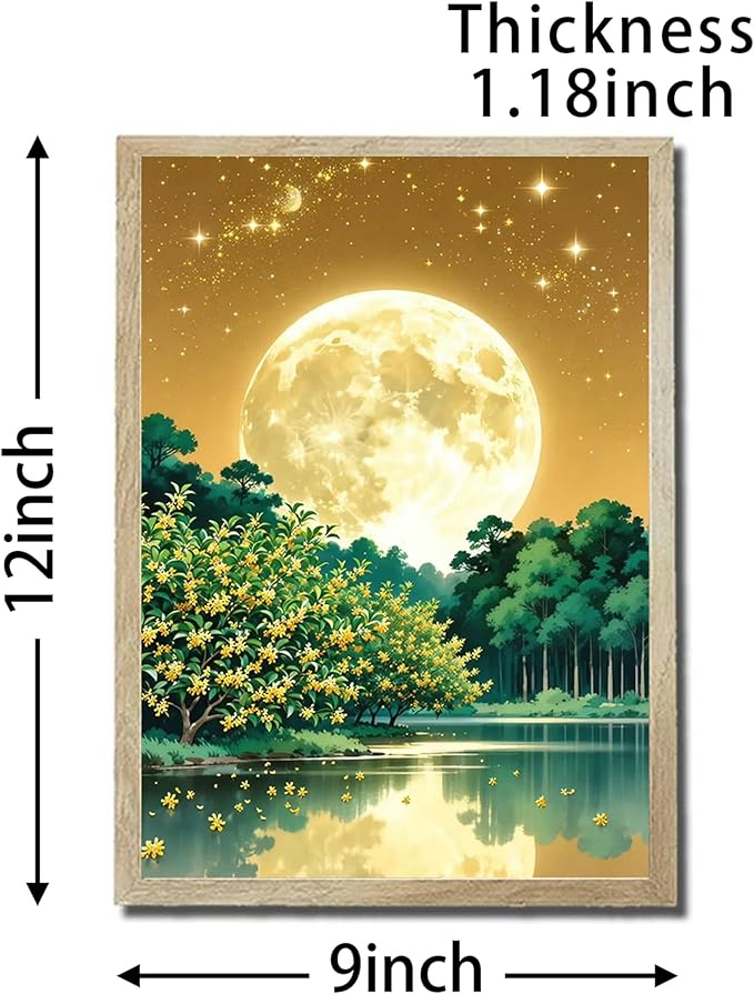 URVIP LED Glowing Photo Frame, 3D Starry-Sky Blue Moon Wall Art, 9x12 Inches - Image 2