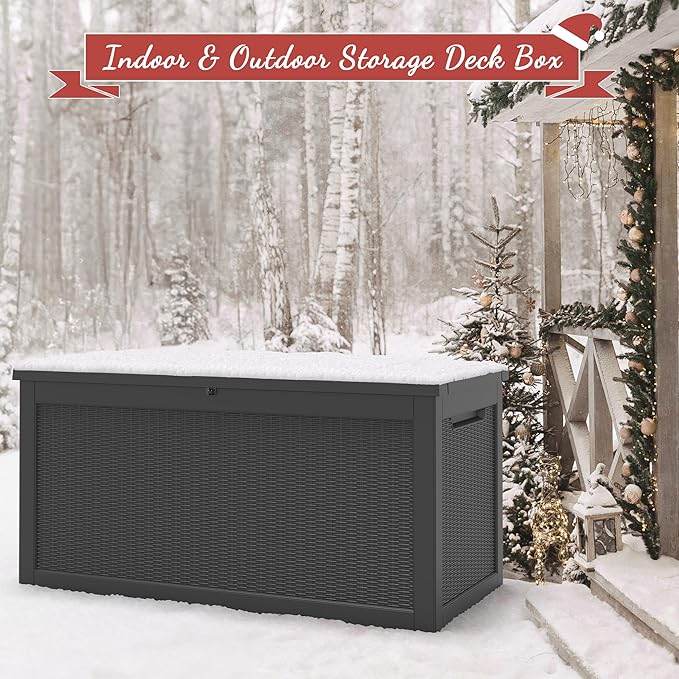 NUNU LAB 300 Gallon Outdoor Storage Box, Resin Large Sturdy Deck Box, Backyard - Image 5