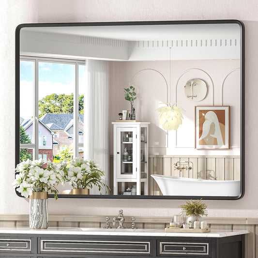 48x36 Black Matte Bathroom Mirror