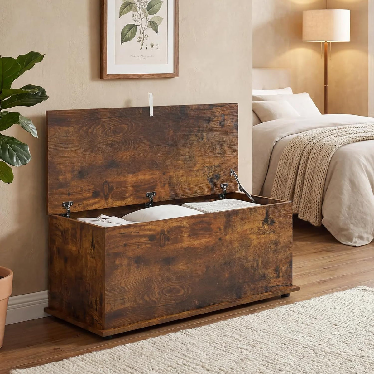 homcom 113l storage chest, storage box with flip-top, view 9