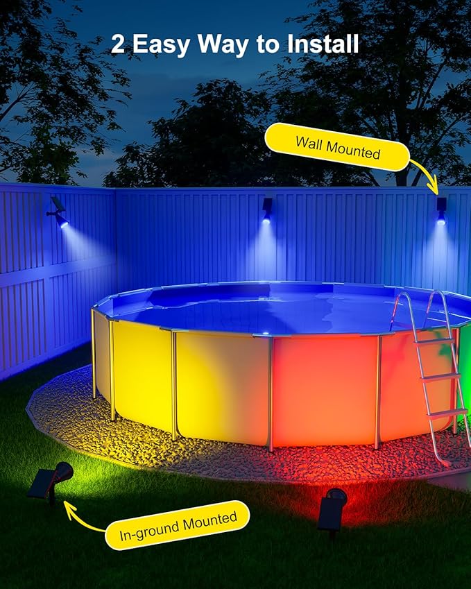 4 Pack Color Changing Solar Spotlights Outdoor Waterproof - Image 9
