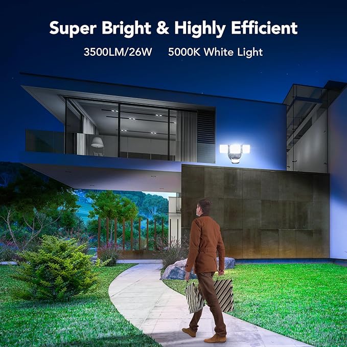 OREiN Motion Sensor Outdoor Flood Light, 26W 3500LM LED Security Light - Image 4
