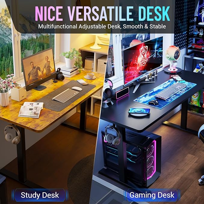 Veken 55 Inch Large Electric Standing Gaming Desk, Heights Adjustable, Sit to - Image 9