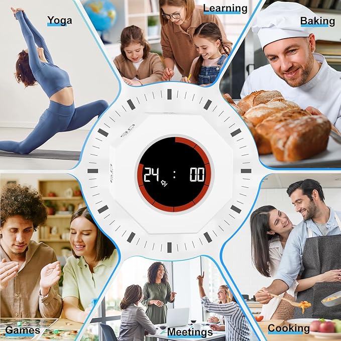GuDoQi Digital Productivity Timer, Octagon Rotating Pomodoro Timers - Image 7