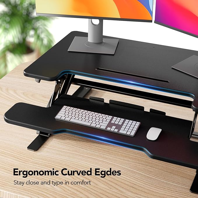 HUANUO 32" Z Shaped Stable Standing Desk Converter, Height Adjustable Sit Stand - Image 7