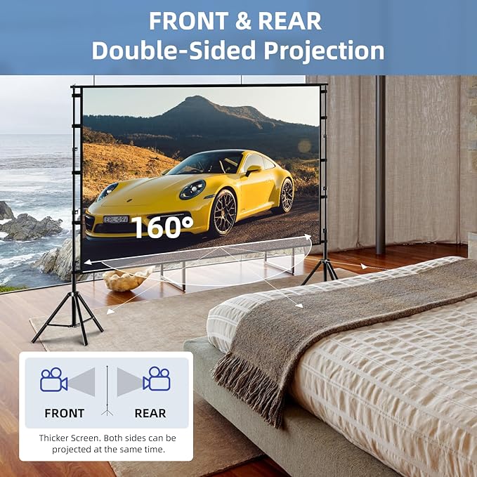 TOWOND Projector Screen and Stand, 100 inch Projection Screen Outdoor Indoor - Image 5