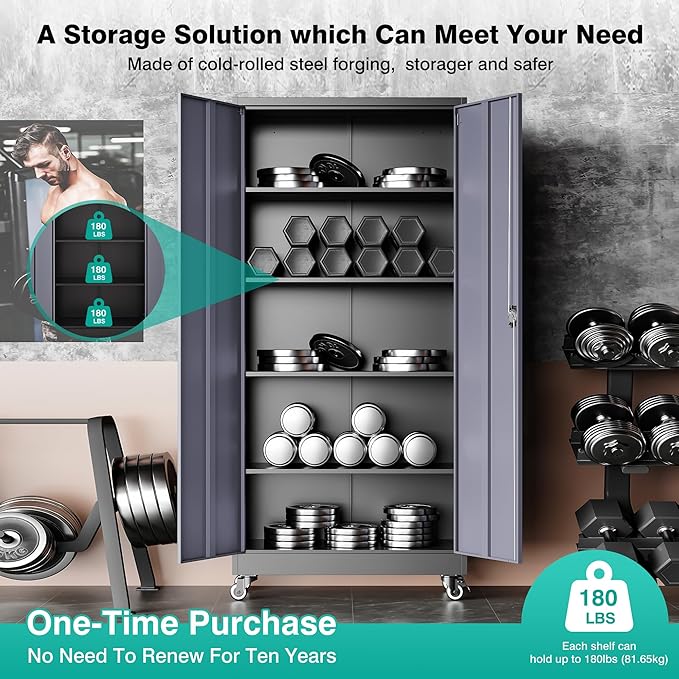 SISESOL 75" Tall Metal Storage Cabinet - Image 7