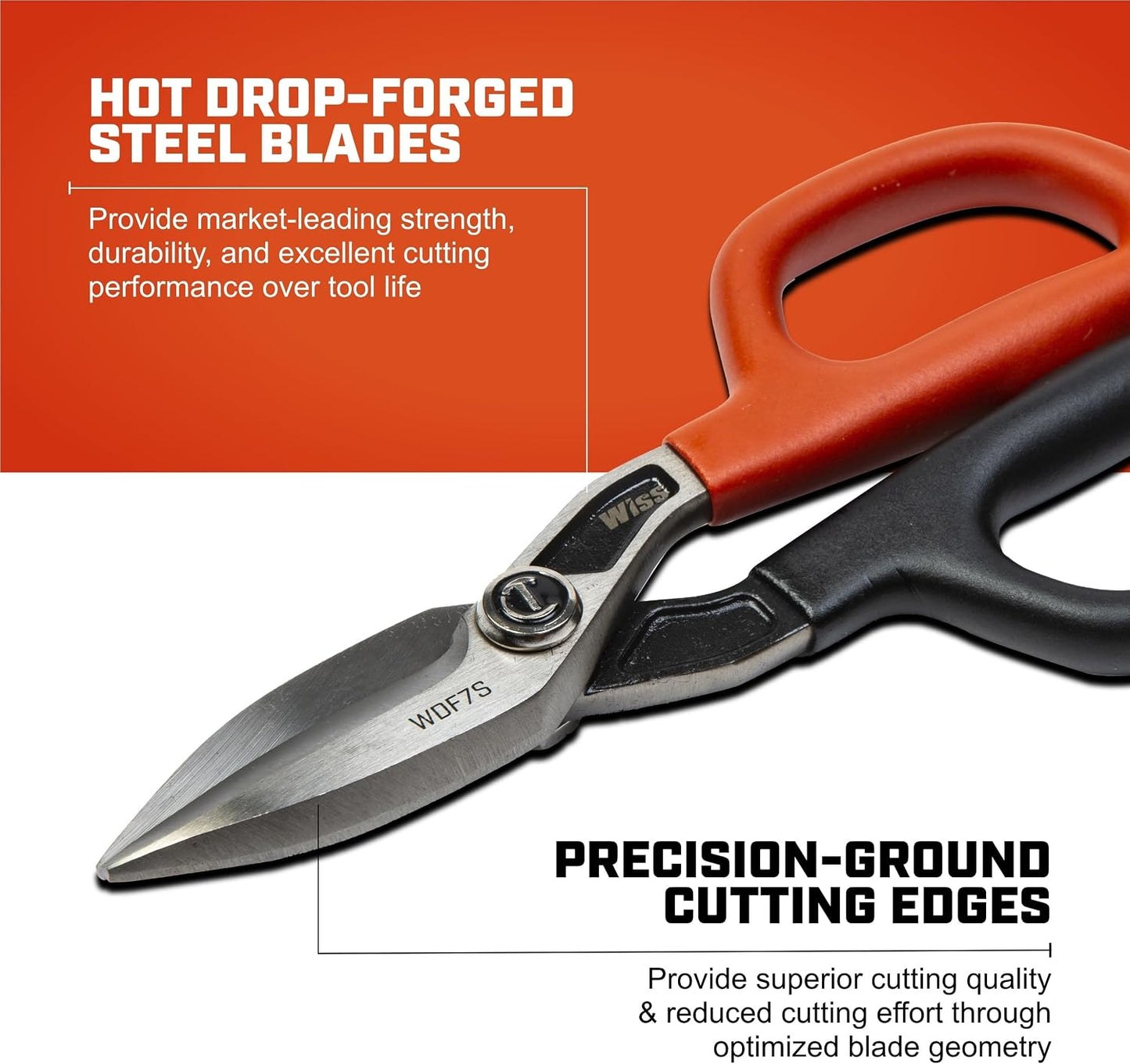 Crescent Wiss 7" Tool Line Clamp Snip Tinner | WDF7S | Drop Forge, Straight Sens