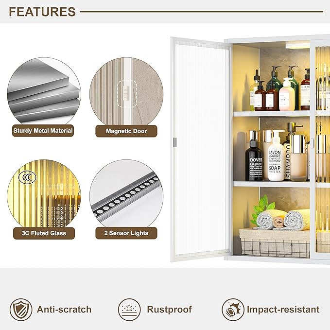 Bathroom Wall Cabinet Over Toilet, Metal Laundry Room Cabinets Wall Mounted - Image 4