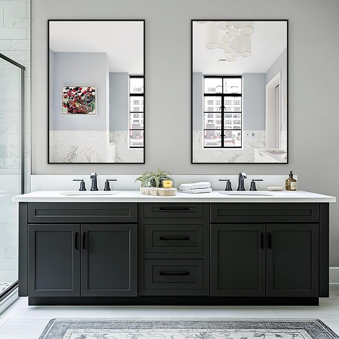 Bathroom Vanity Mirror for Wall, 2 Pack 36" x 24" Metal Framed Rectangular - Image 2