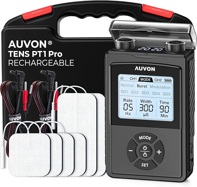 AUVON Rechargeable Digital TENS Unit Muscle Stimulator by AUVON