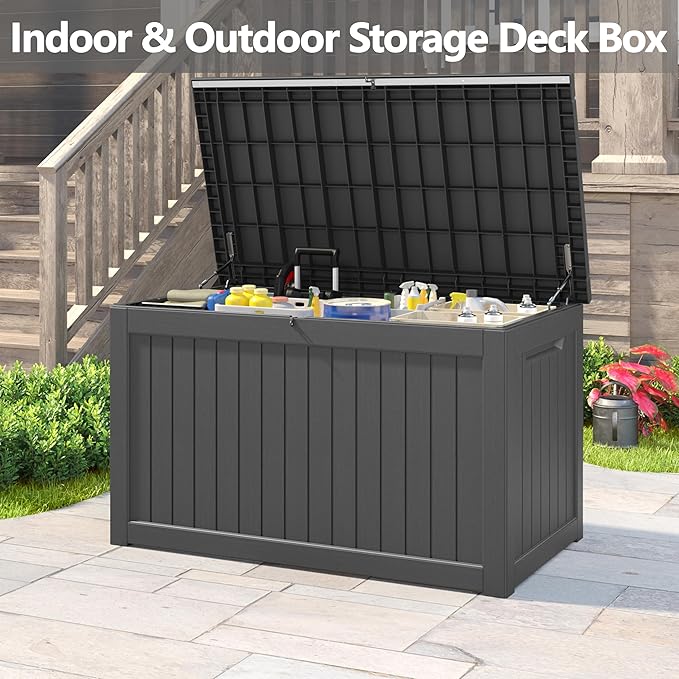 NUNU LAB 270 Gallon Large Resin Deck Box, Waterproof Outdoor Storage Box - Image 7