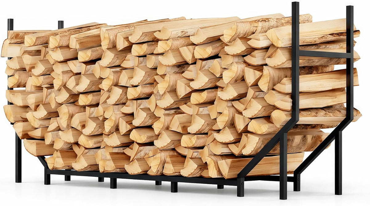 6 ft firewood rack outdoor, heavy duty metal, main product view