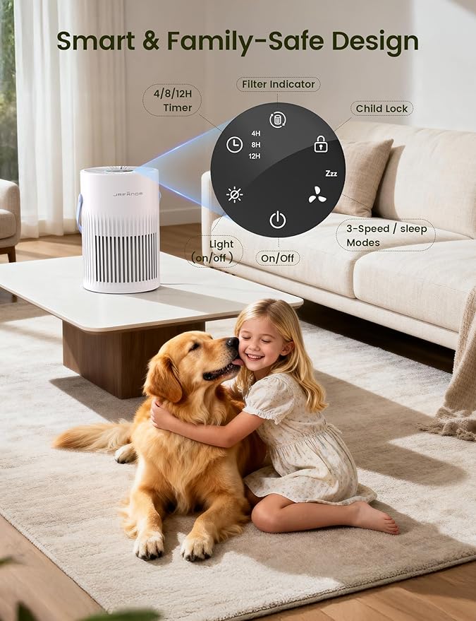 Air Purifer for Home, True HEPA Air Purifier for Bedroom, Air Cleaner for Pet - Image 6