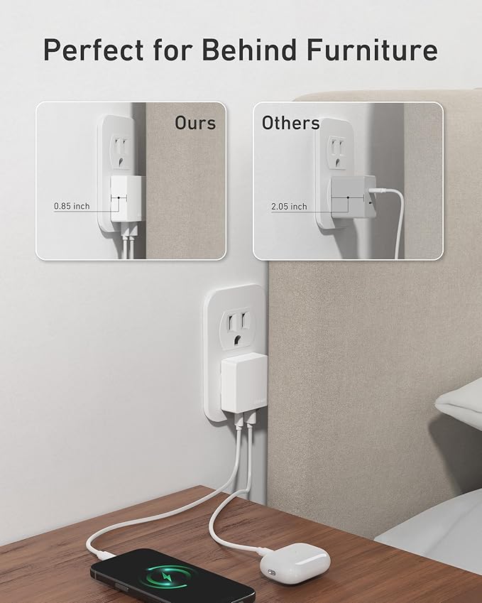 Nekmit Flat USB C Wall Charger, 45W Dual Port PPS Fast USB Charger Block - Image 5