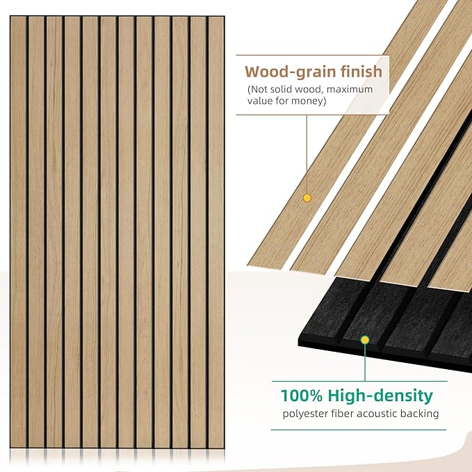 AUTORIFIC Wood Veneer Sound Panels, 10 Pack 47.2”x23.6” Wall Panels, Decorative - Image 3