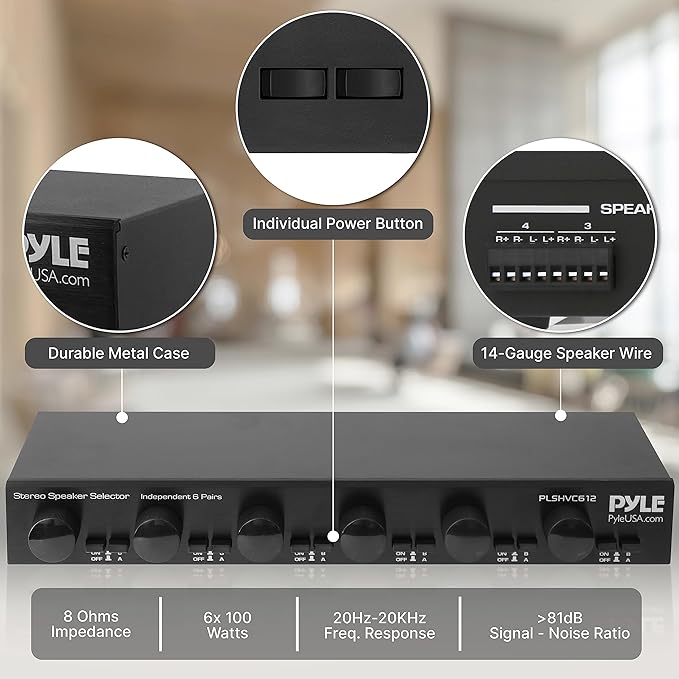 Pyle 6 Channel High Power Stereo Speaker Selector - Image 5
