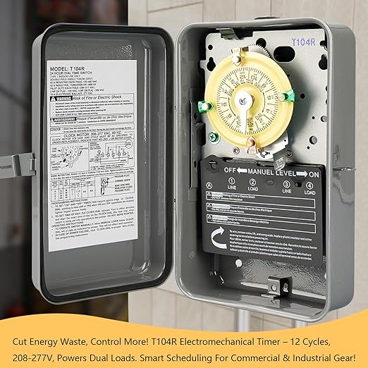T104R 24-Hour Mechanical Time Switch, NEMA 3R Outdoor Steel Enclosure, and - Image 4