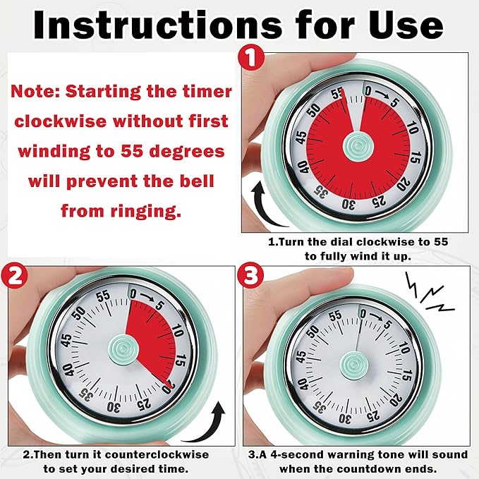 KwonfaiDelil 60-Minute Magnetic Visual Timer, Silent Operation and No Battery - Image 4