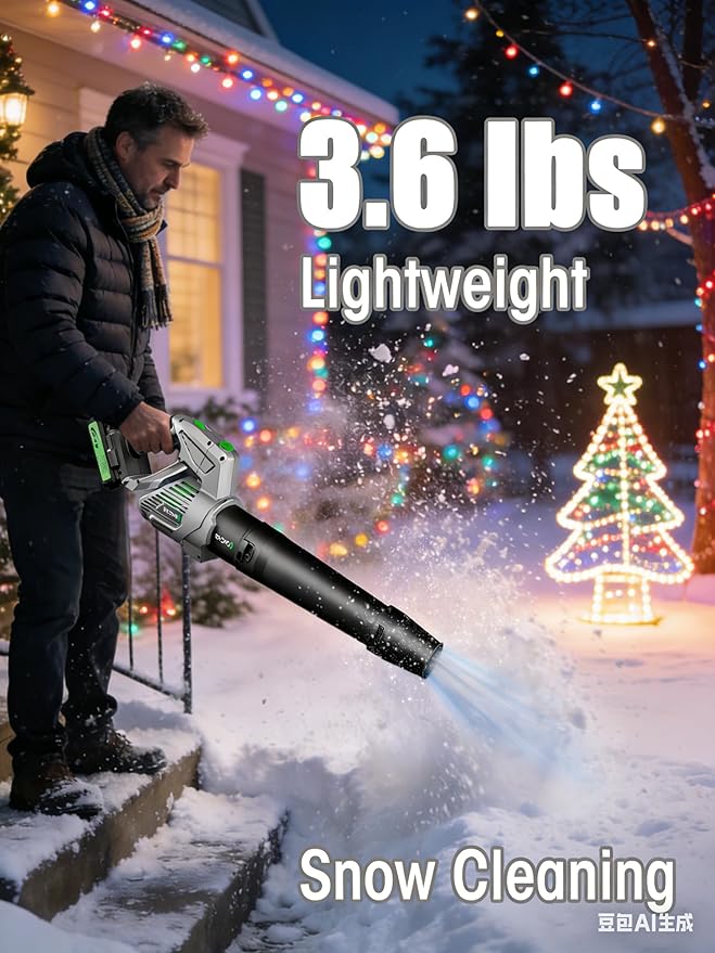 Comchoi Electric Leaf Blower Cordless, 680 CFM 5 Speed Mode, 2 Batteries & - Image 5