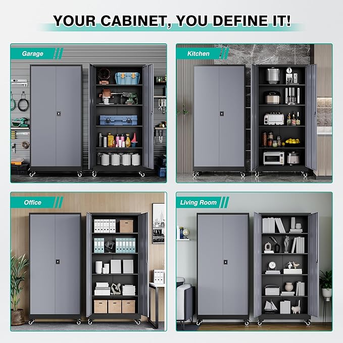 SISESOL 75" Tall Metal Storage Cabinet - Image 6