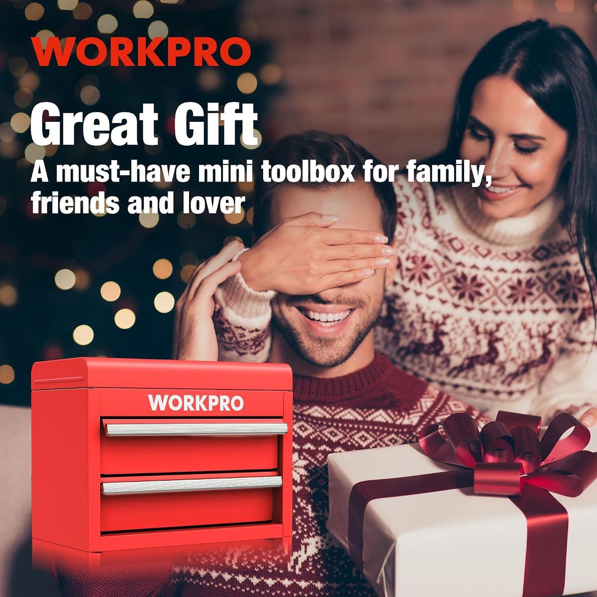 workpro mini metal tool box with 2 drawers, package contents