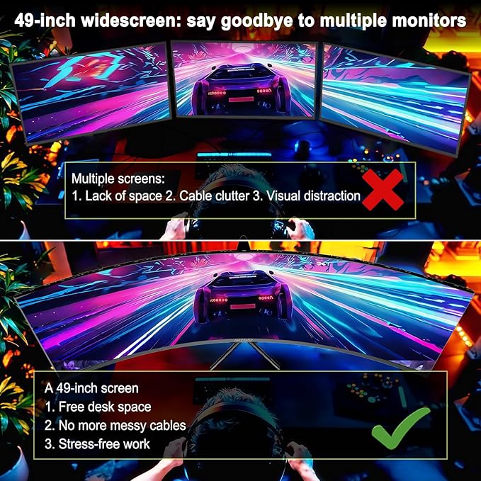 Amzfast 49 Inch Curved Monitor 120Hz DQHD 5120x1440p Ultrawide Gaming Monitor - Image 8