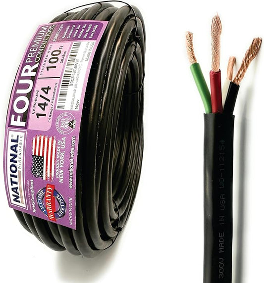 NATIONAL Wire & Cable – 14 AWG 4-Conductor Premium Copper Wire, 100 ft by NATIONALWireCable
