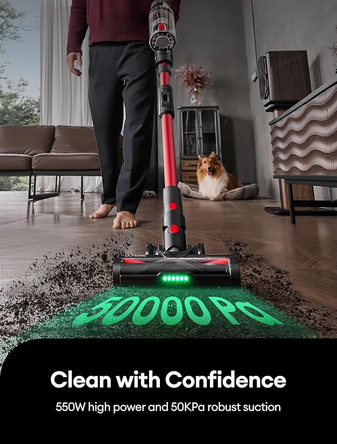 Ultenic Cordless Vacuum Cleaner, 550W/50Kpa, 60Mins Runtime, 180°Bendable Wand - Image 2