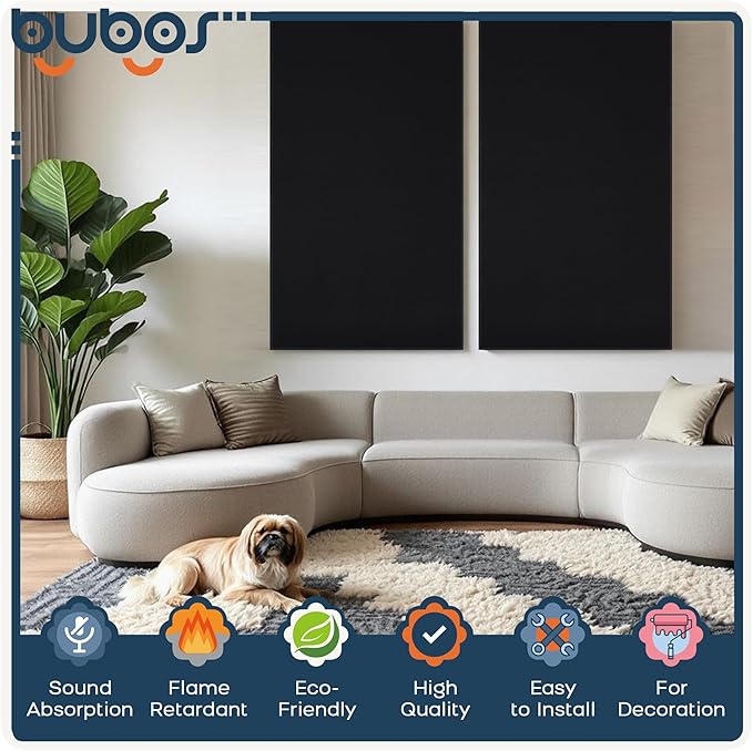 BUBOS 2 PCS Fabric Acoustic Panels, 47.2''x23.7'' Decorative Sound Dampening - Image 5