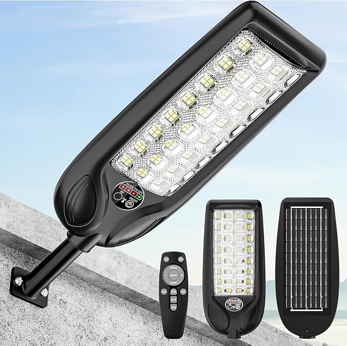 MMKT Solar Street Lights Outdoor, 3 Color Warm White LED Dusk to Dawn IP65 by MMKTLIGHTING