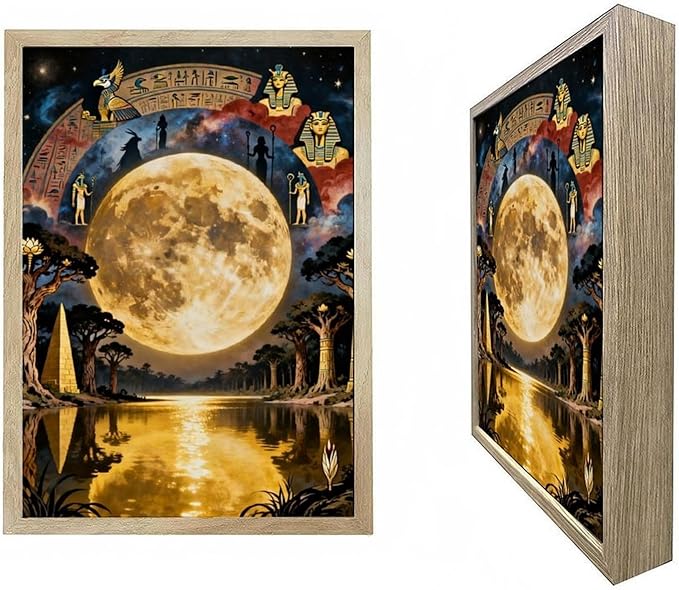 URVIP LED Glowing Photo Frame, 3D Starry-Sky Blue Moon Wall Art, 9x12 Inches by URVIP