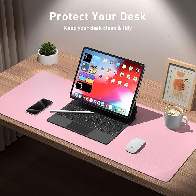 Aothia Leather Desk Pad Protector, Mouse Pad, Office Desk Mat, Non-Slip PU - Image 3