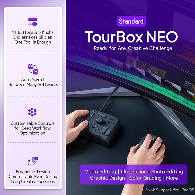 TourBox NEO - Customizable Editing Controller, Photo Color Grading Illustration - Image 2