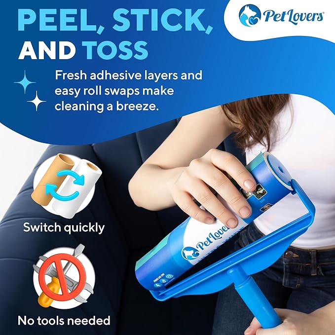 PetLovers Extra Sticky Floor Lint Roller 4 Pack of Refills Only - Image 4