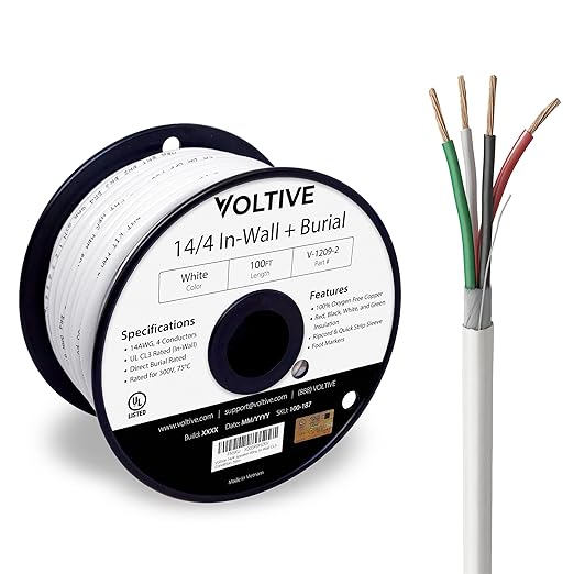 Voltive 14/4 Speaker Wire, in-Wall CL3 & Direct Burial, 100ft by Voltive