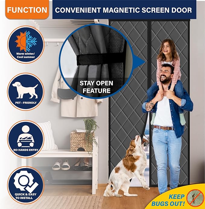 Magnetic Thermal Insulated Door Curtain, Fits Door Size 38" x 82", Durable - Image 5