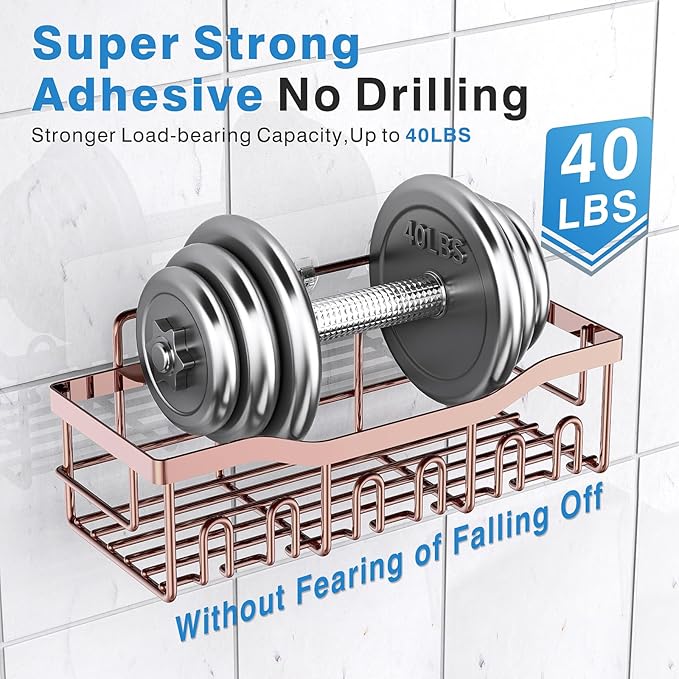 EUDELE 5-Pack Rustproof Stainless Steel Shower Caddy – No Drill Adhesive - Image 4