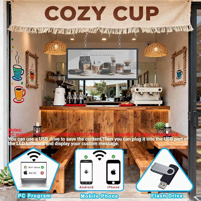 P6 Programmable LED Sign 40"x17", Outdoor Waterproof Digital Message Board - Image 4