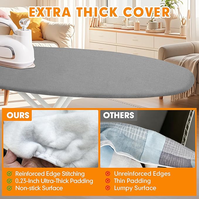Ironing Board Cover and Pad, 21x54 Extra Large Thick Iron Padding, Scorch & - Image 3