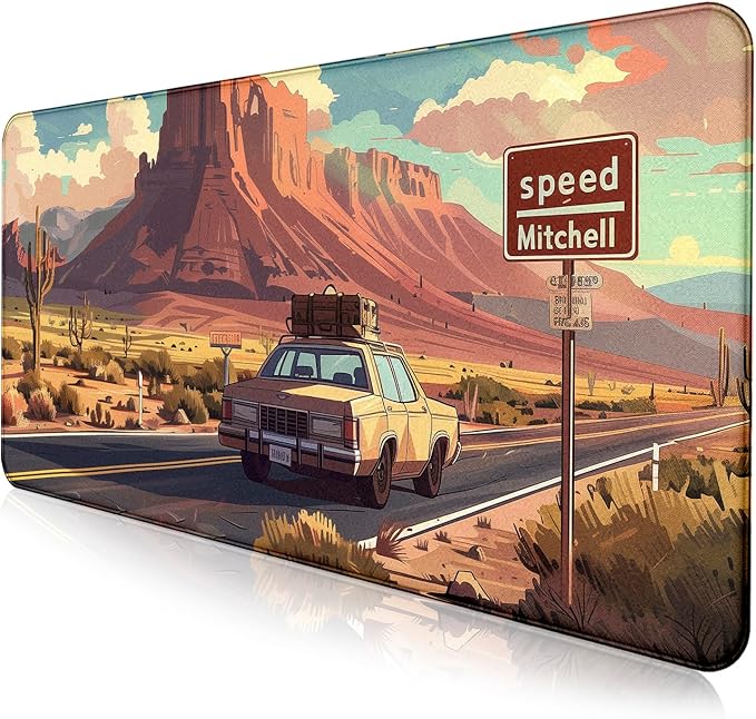 Digital Oil Painting Grassland Road Mouse Pad, Natural Mountain Scenery Game by LQFIWSS